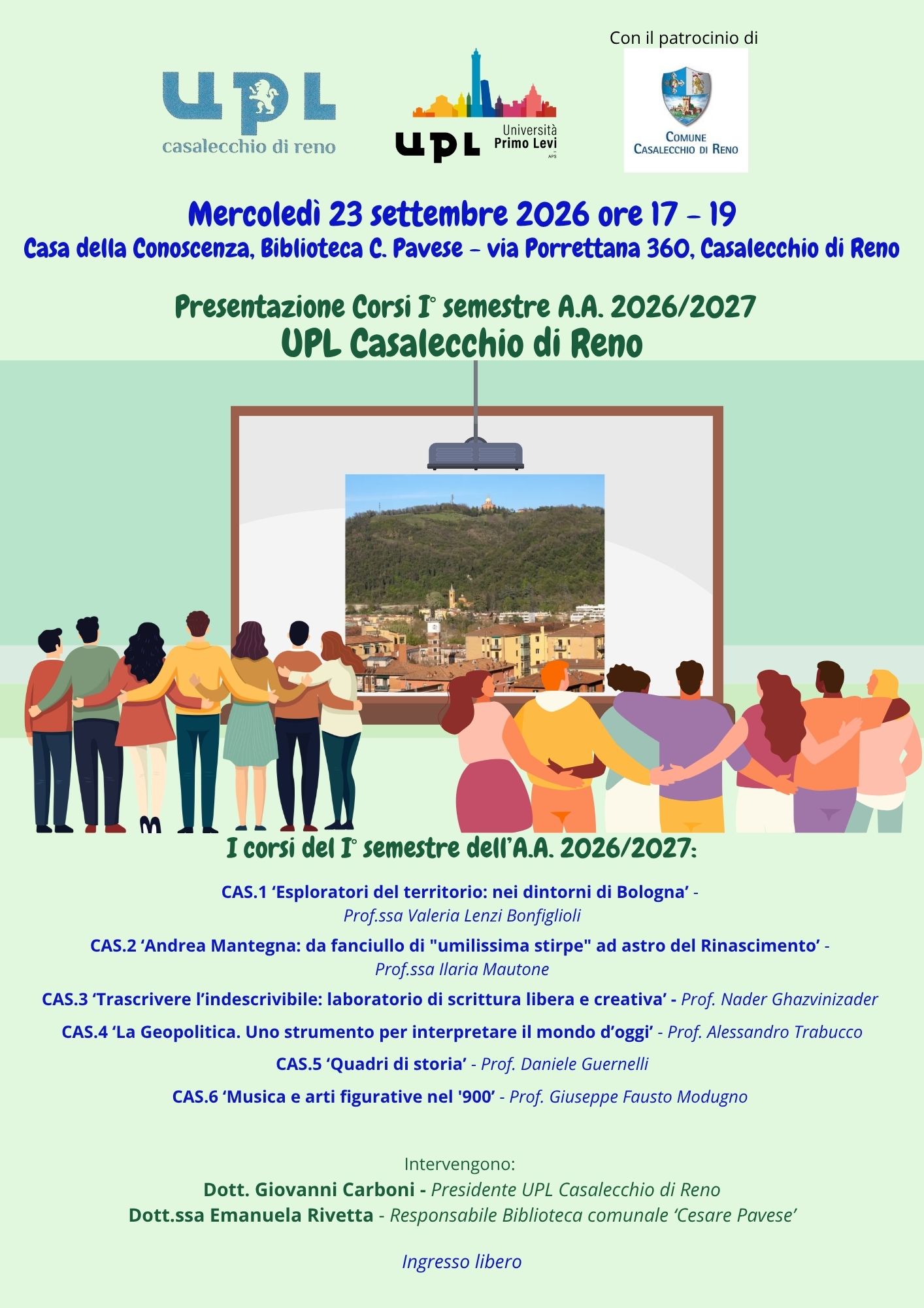 Presentazione dei corsi Casalecchio di Reno 1° semestre A.A. 2026/2027