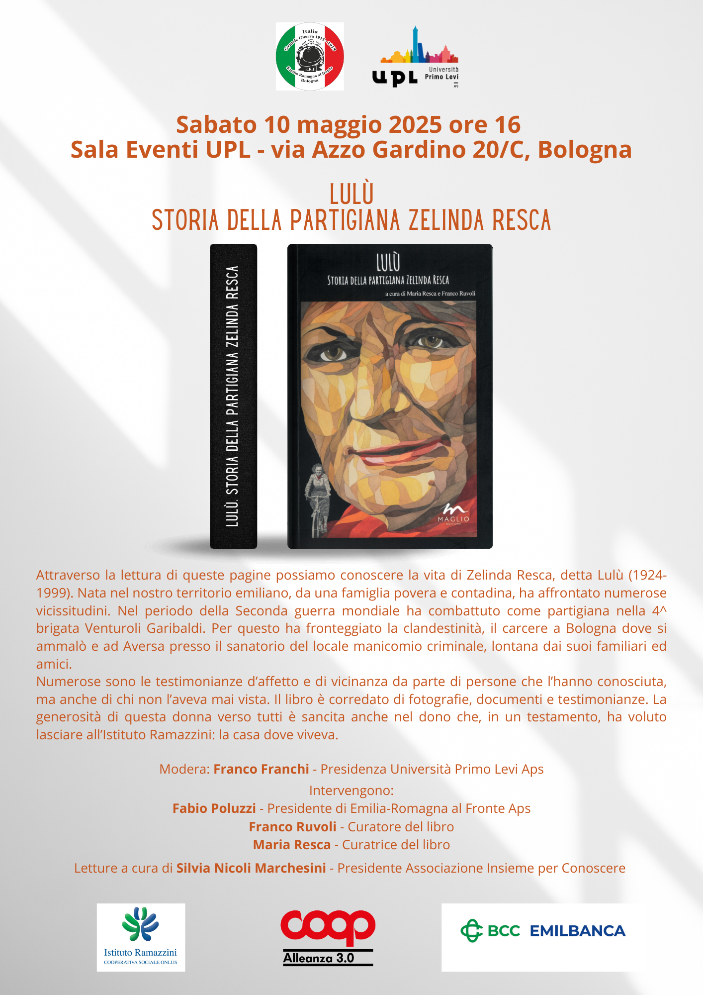 Invito presentazione del libro ‘Lulù. Storia della partigiana Zelinda Resca’